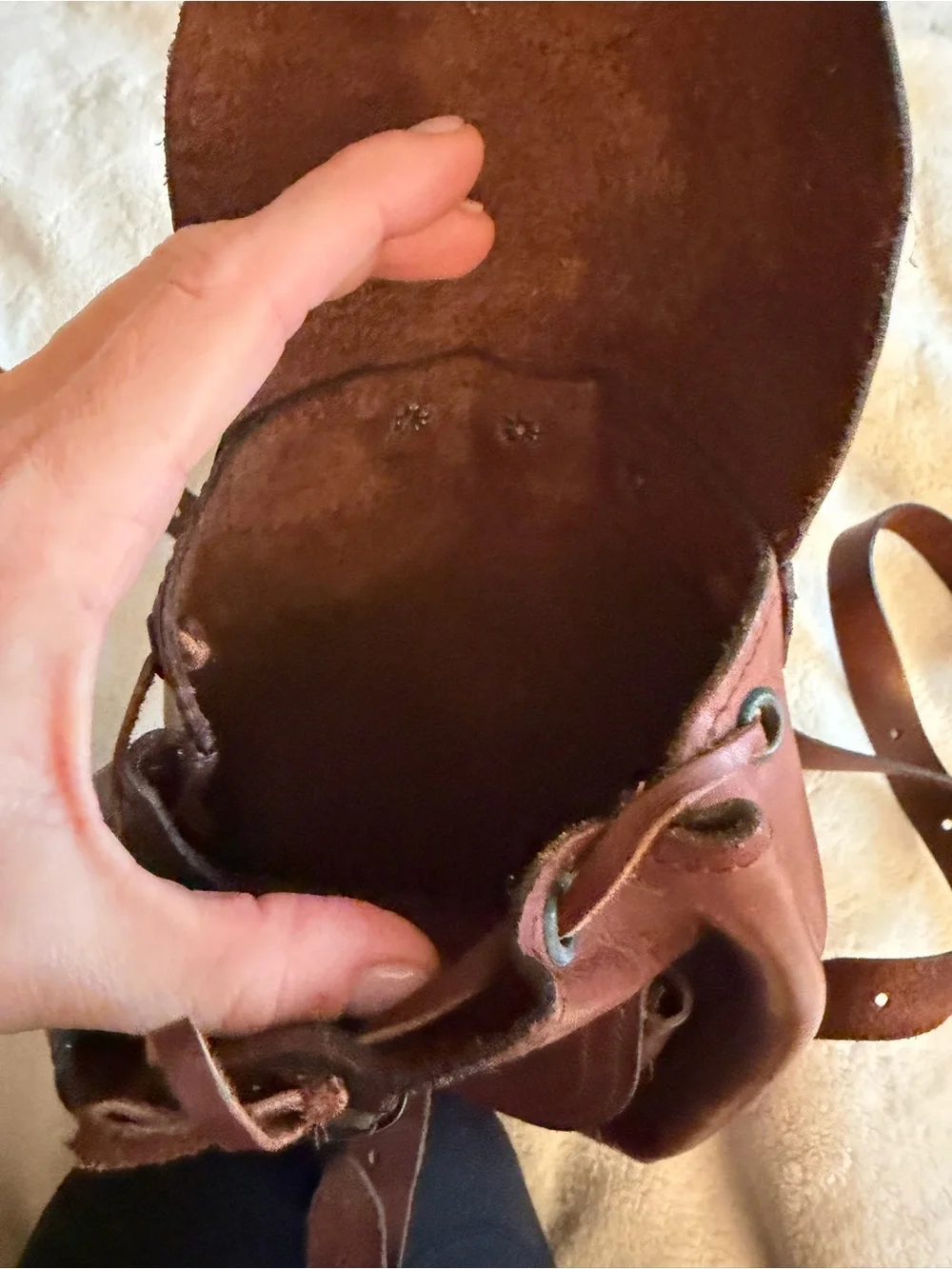 genuine leather brown mini backpack